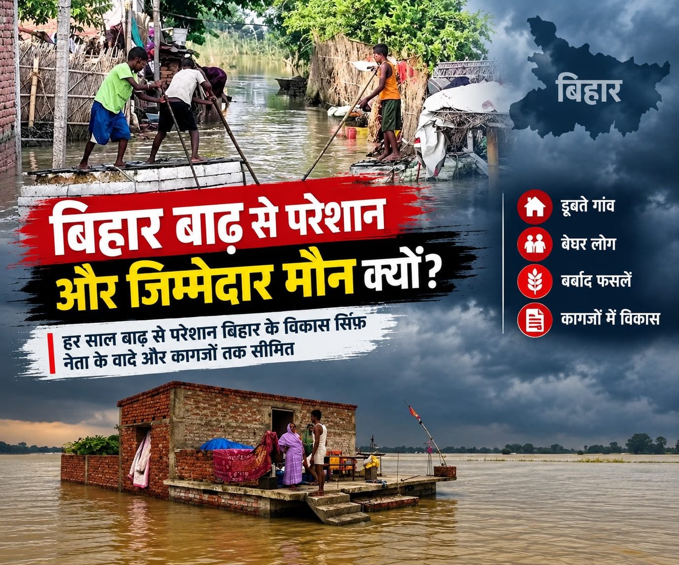 बिहार बाढ़ से परेशान और जिम्मेदार मौन क्यों?